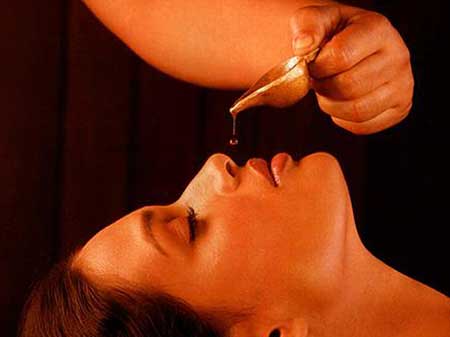 Woman having Nasya Therapy