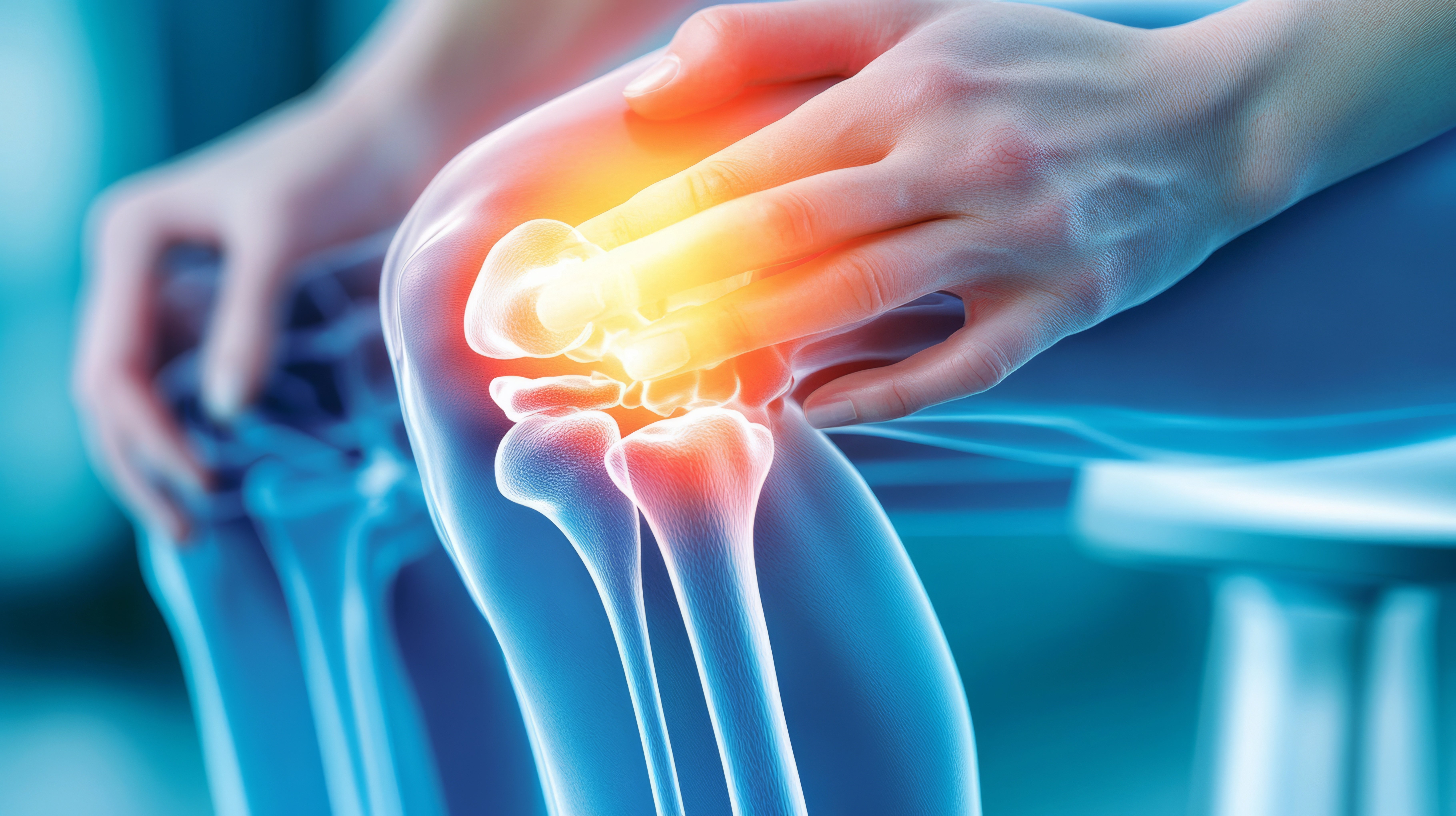 Knee bone shown having pain glow